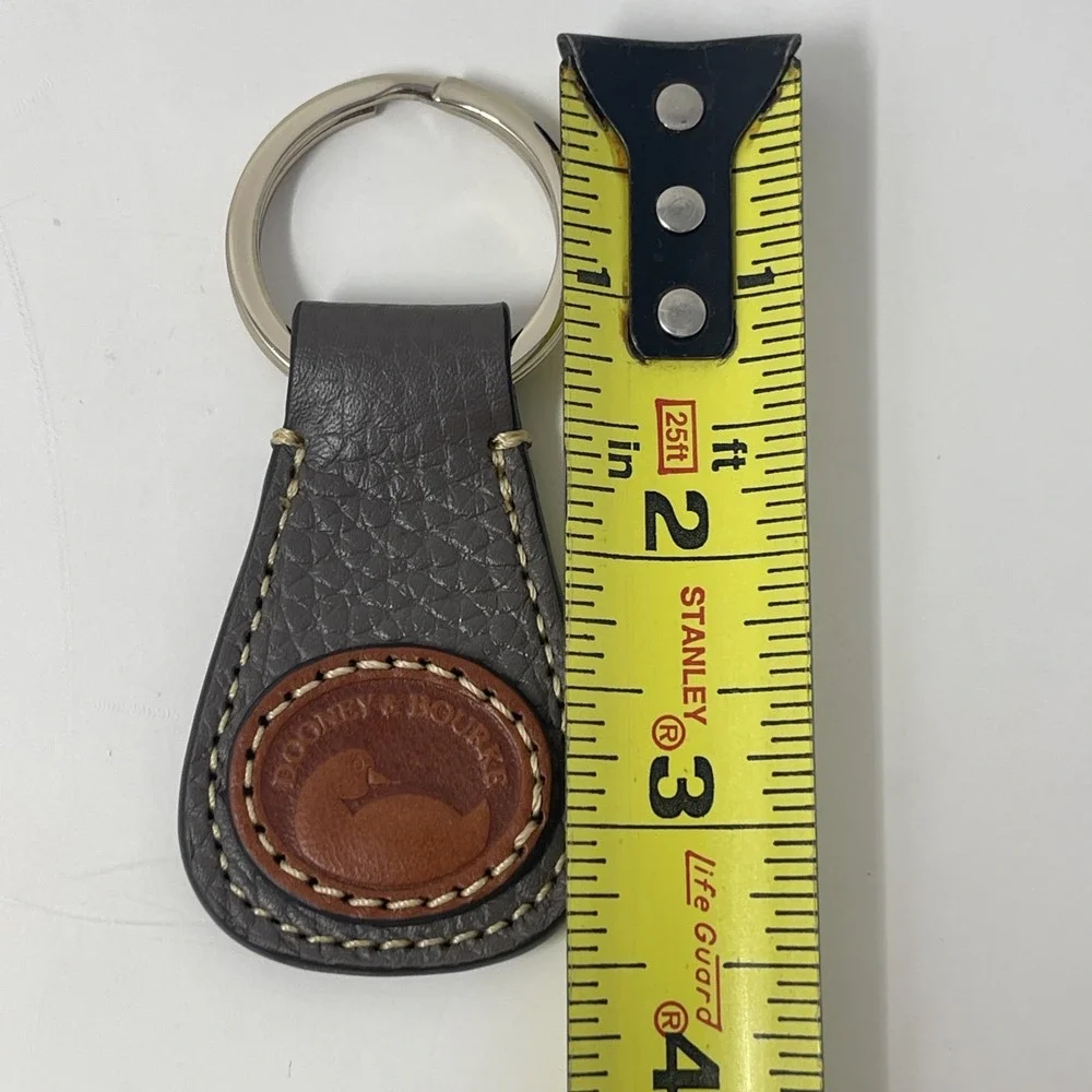 Rare VTG Dooney & Bourke 1990s Key Ring Fob Taupe Brown Leather Duck‎ Seal